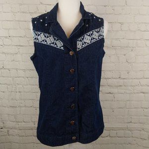 Tudor Court Denim Button Front Sleeveless Shirt M